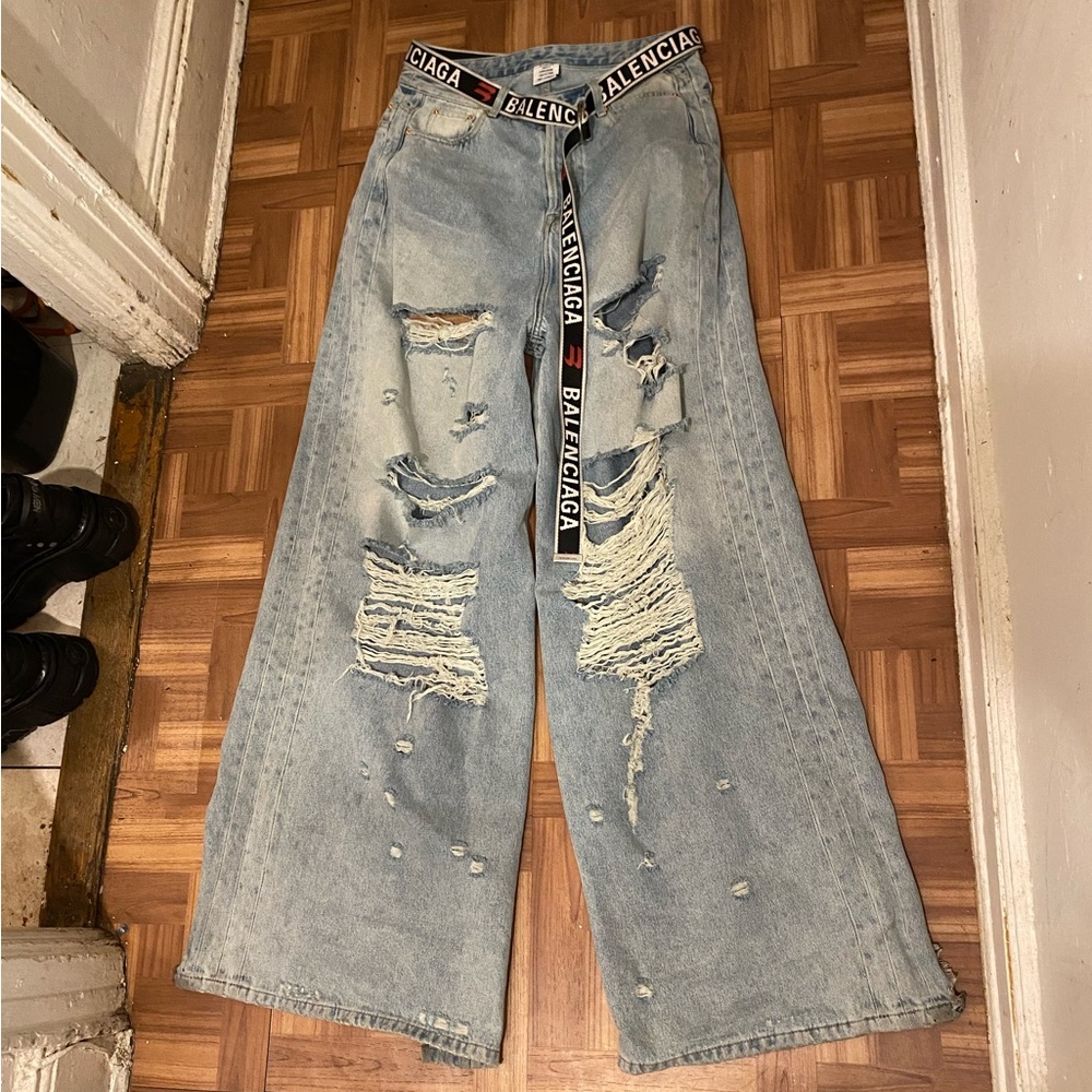 Vetements Destroyed Light Blue Jeans